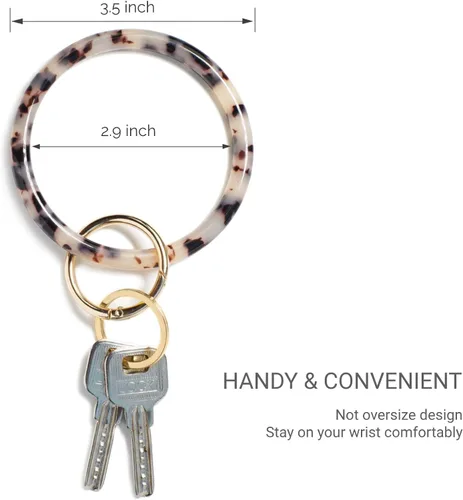Vista 3 de Mymazn Llavero pulsera de pulsera para mujer, llavero redondo de acetato