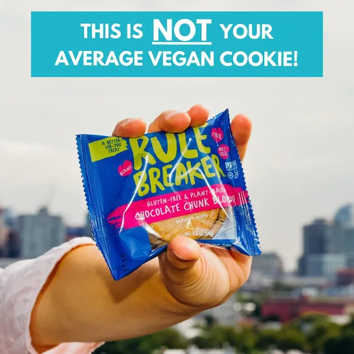 Vista 6 de Rule Breaker - Galletas veganas, sin gluten, sin nueces, hipoalergénicas, Kosher, envueltas individualmente, 1.9 oz, aperitivos