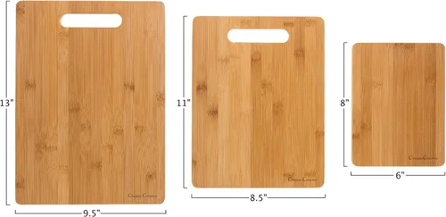 Vista 2 de Classic Cuisine Juego de 3 tablas de cortar de bambú, natural