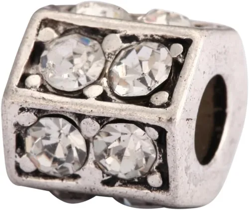 Vista 16 de 20 cuentas sueltas de gran agujero de flores en flor (agujero de 0.177 in) espaciador de metal plateado antiguo para bricolaje artesanía joyería