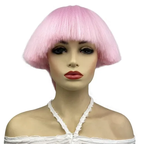 Vista 12 de Aimole Pelucas sintéticas rectas cortas Yaki blanco hongo cabeza peluca Bowl corte de pelo pelucas Bob (1001 blanco)