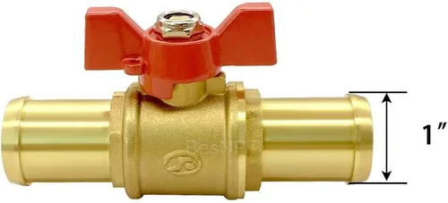 Vista 2 de Válvula de cierre de latón Válvula de bola de púa de manguera de 1" para aire de combustible de agua Interruptor rojo con resistencia da alta