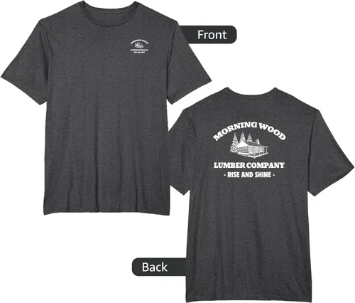Vista 23 de Morning Wood Lumber Company - Camiseta con estampado de espalda delantera, Negro, S