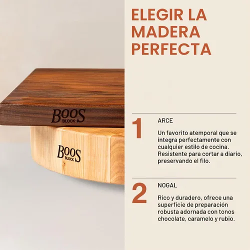Vista 7 de John Boos Tabla de Cortar Cuadrada de Madera de Arce Serie B 12"x12" – 1.5" de Espesor, 6 libras Bloque de Carnicero No Reversible con Patas Arce