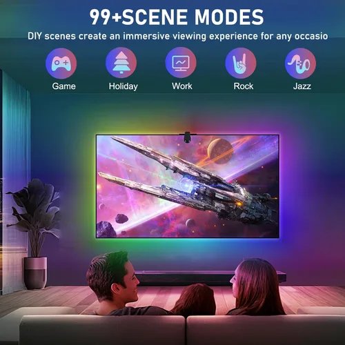 Vista 6 de Diyife Retroiluminación LED de TV de 16.4 pies con sensores AR sincronizados con televisores de 65 a 75 pulgadas [actualizada], tira