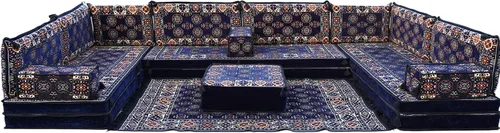 Vista 48 de arabicsofa Sofás seccionales en U hechos a mano – Asientos tradicionales en el suelo estilo Jalsa árabe