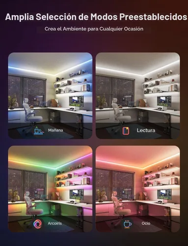 Vista 5 de Govee COB - Tira de luz LED Pro, luces LED para dormitorio, compatible con Alexa, Google Assistant y Matter, luz RGBICW con blanco cálido, tira