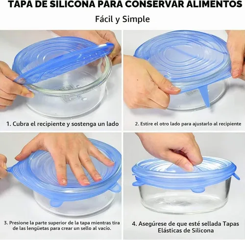 Vista 7 de 12 tapas elásticas de silicona, tapas de silicona reutilizables para almacenamiento de alimentos, 6 tamaños diferentes de fundas de silicona