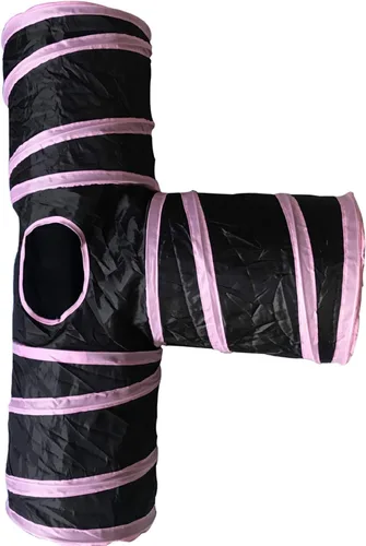 Vista 8 de Túnel de 3 vías para gatos plegable para mascotas, juguete de tubo con arrugas y bolas, juguete para gatos, perros pequeños, gatitos, conejos, CT097