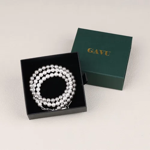 Vista 6 de GAVU Collar de perlas de concha para hombre, Piedra