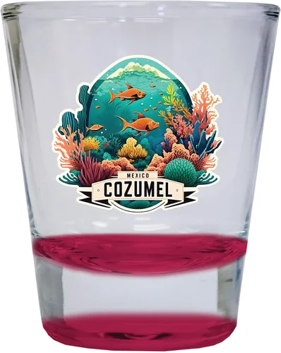Vista 5 de Cozumel Mexico Souvenir - Vaso de chupito redondo de 1.5 onzas, transparente A Claro
