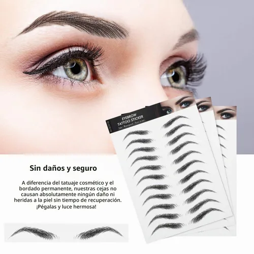 Vista 6 de Maitys - 12 hojas 108 pares de calcomanías impermeables para cejas, estilo clásico 4D Hair Like,Temporary Transfer Brow Decal,Peel off Fake