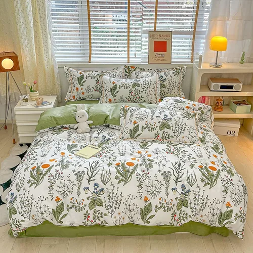 Vista 29 de Luxlovery Juego de edredón verde militar, juego de ropa de cama individual, minimalista, suave, transpirable y moderno, para todas las estaciones