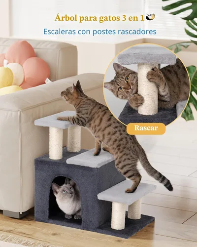 Vista 2 de Aechonow Escaleras para mascotas 3 en 1 para gatos, peldaños para perros