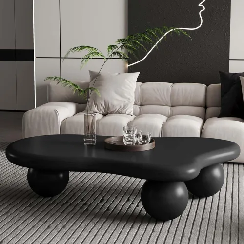 Vista 20 de Mesa de centro irregular moderna de 40 pulgadas, mesa de centro única de nube para sala de estar, mesas centrales bajas y lindas con 4 patas