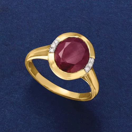 Vista 4 de Ross-Simons Anillo de rubí de 5.00 quilates con detalles de diamantes en oro amarillo de 14 quilates