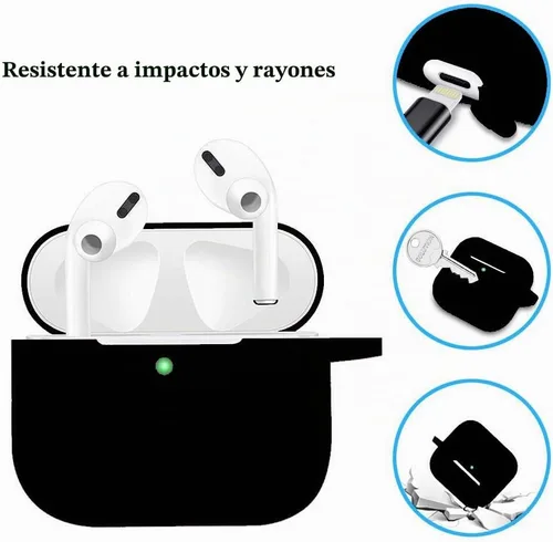 Vista 3 de Cypher.V Funda protectora para AirPods Pro, funda de silicona con kit de llavero de pompón de bola suave y lindo (negro)