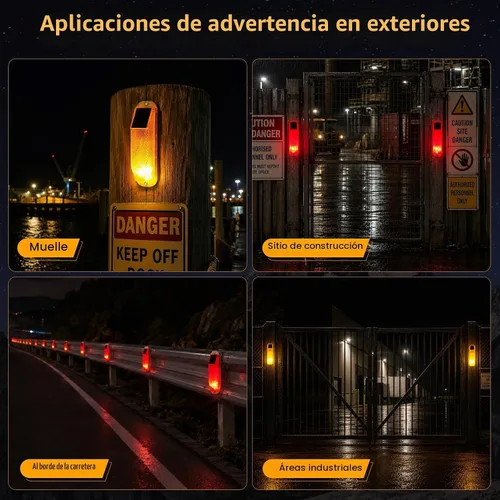 Vista 7 de Aolyty Luz de Advertencia Estroboscópica Solar, Lámpara de Advertencia LED Sensible, Luz Super Brillante IP54, Control de Luz Impermeable, Baliza