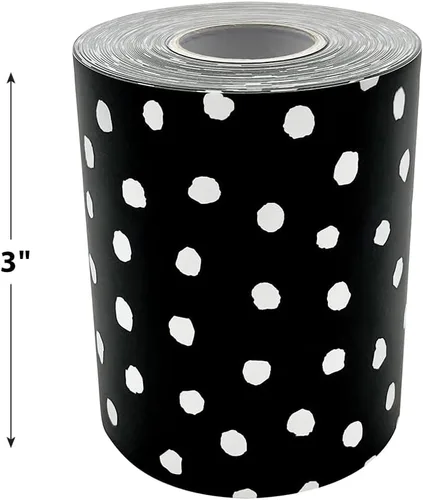Vista 8 de Teacher Created Resources Puntos pintados blancos sobre borde laminado recto negro (TCR8911)