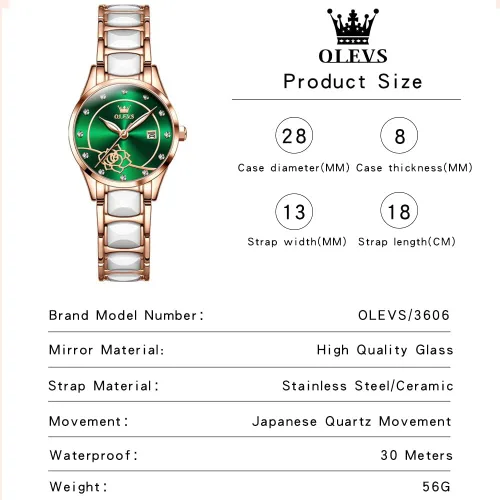 Vista 9 de OLEVS Reloj elegante para mujer reloj de oro rosa con diamantes para mujer reloj analógico de cuarzo impermeable luminoso