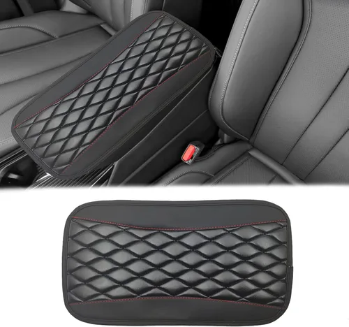 Vista 13 de Funda universal de cuero impermeable para consola central de automóvil, protector de caja de asiento para reposabrazos, accesorios de decoración