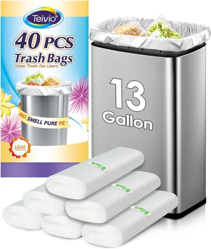 Vista 9 de Bolsas de basura medianas de 10 galones, 40 unidades, bolsas altas de basura para cocina de Teivio, 9 galones 10 galones 11 galones, forros