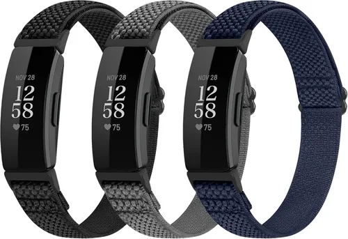 Vista 8 de Correas deportivas de nailon elásticas ajustables compatibles con Fitbit Inspire 3/Inspire 2/Inspire/Inspire HR/Ace 2/Ace 3, correas elásticas