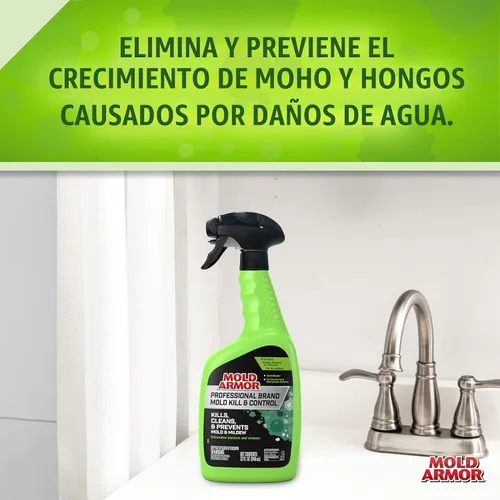 Vista 4 de Mold Armor Marca Profesional Spray para Eliminar y Controlar Moho, 32 oz., Removedor de Moho y Hongos de Superficies Duras, Resultados Visibles