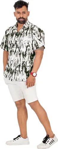 Vista 4 de LA LEELA Camisa casual de manga corta para hombre, estilo Halloween, con botones