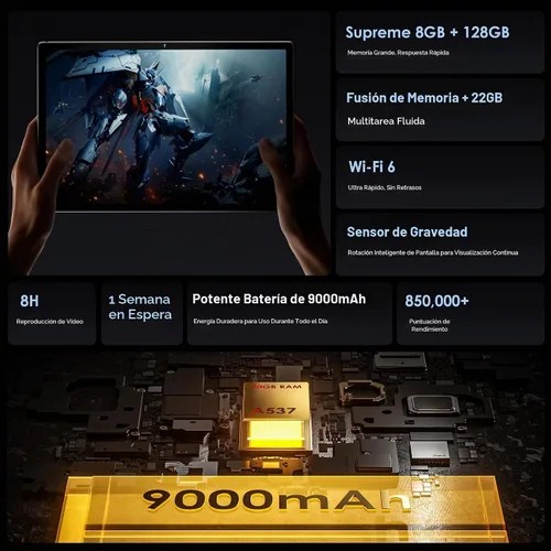 Vista 4 de Tableta 2026 con Android 15 de 10 pulgadas con teclado de 30 GB de RAM + 128 GB de ROM (expansión de 1 TB), pantalla IPS, procesador octa-core