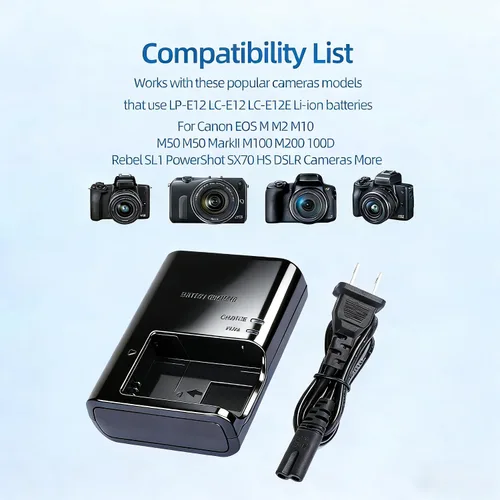 Vista 6 de LC-E12 LP-E12 Cargador de batería para Canon LC-E12 LC-E12E LP-E12 Batería compatible con Canon EOS M M2 M10 M50 M50 Mark II M100 M200 100D Rebel