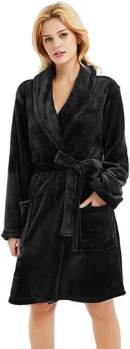 Vista 3 de U2SKIIN Women Fleece Robe, Short Cozy Plush Robes for Womens Soft Shawl Collar Warm Spa Bathrobe
