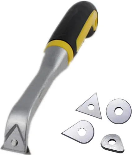 Vista 3 de Raspador multiusos de pintura de carburo con raspador de forma triangular, raspadores de mano, para quitar pintura, pegamento, barniz óxido