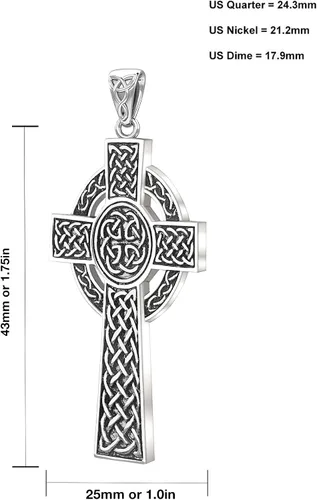 Vista 3 de US Jewels - Colgante religioso de plata de ley 925 con nudo celta irlandés, 1.693in