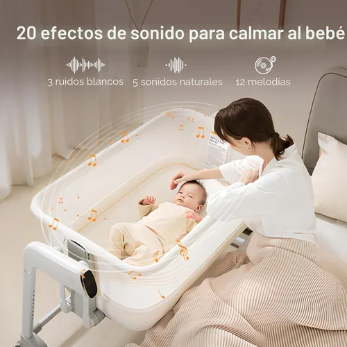 Vista 6 de Maydolly Moisés para Bebé, Cuna Inteligente, Detección y Respuesta Automática de Llanto, Moisés Mecedora para Bebé, 7 Alturas Ajustables con Colchón