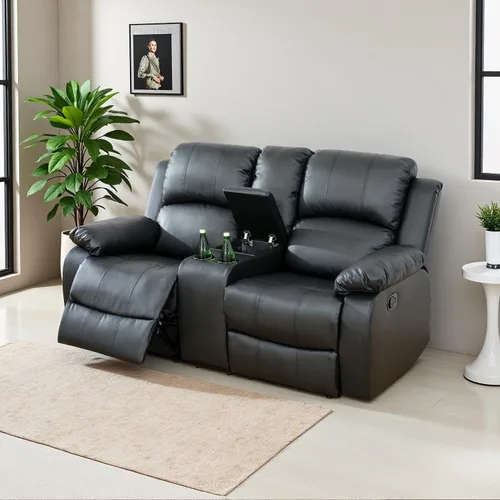 Vista 23 de Conjunto de sofá para sala de Estar, sillón reclinable de cuero transpirable, sofá de 3 plazas para cine en casa con portavasos para apartamento