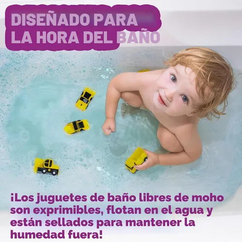 Vista 2 de Tub Works® Construction™ Trucks - Juguetes de baño sin moho, paquete de 6 Diseño de juguetes de baño sellados y sin agujeros que mantiene