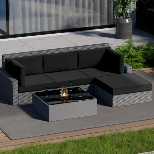 Vista 8 de Juego de 9 piezas de fundas impermeables para cojines de patio al aire libre, juego de reemplazo para muebles de sofá seccional de ratán entretejido