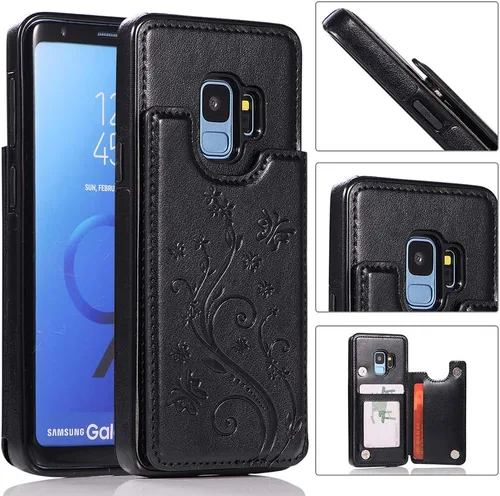 Vista 3 de Funda de teléfono para Samsung Galaxy S9 con protector de pantalla de vidrio templado, tarjetero con soporte para tarjetero, soporte con tapa