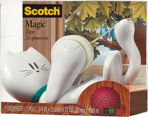 Vista 4 de Scotch - Dispensador de cinta de elefante + 1 rollo Scotch Magic 0.748 in x 29.2 ft Blanco.