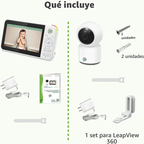 Vista 13 de LeapFrog Monitor de video para bebés: pantalla a color de 5 pulgadas, batería de 31 horas, FHSS seguro sin WiFi, zoom panorámico remoto, visión