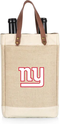 Vista 14 de PICNIC TIME NFL Pinot - Jute 2 Bottle Insulated Wine Bag - Wine Tote Bag - Wine Gift Bag, (Beige)