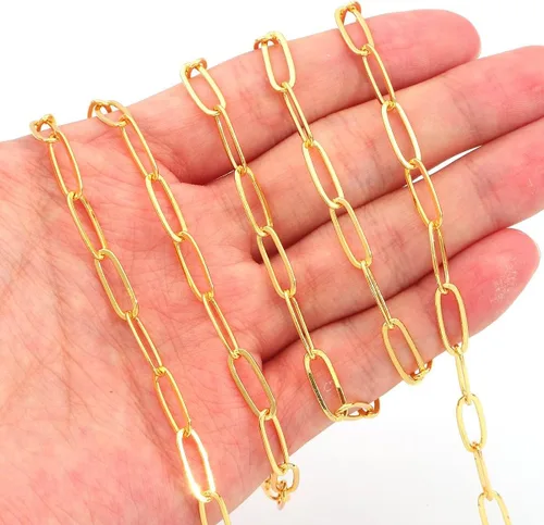 Vista 19 de BEADIA - Cadenas planas bañadas en oro de 18 quilates, 3 mm, 2 metros para la fabricación de joyas