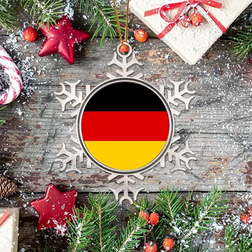 Vista 7 de Adornos de Navidad de Alemania, bandera de Alemania, novedad de metal, copo de nieve, adorno de Navidad, bandera nacional, recuerdo del país
