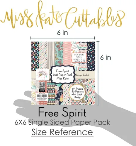 Vista 2 de Paquete de papel con patrón de 6 x 6 pulgadas, Free Spirit, para hacer tarjetas, álbumes de recortes, papel especial, colección de 6 x 6 pulgadas
