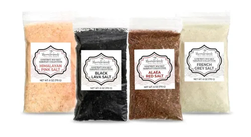 Vista 7 de Muestra de sal marina gourmet, 2 paquetes múltiples de sales molidas finas del Himalaya y gris francés, alaea roja hawaiana y sales de grano grueso