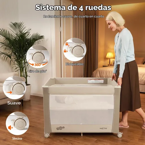 Vista 6 de Pamo Babe Paquete de lujo y juego con moisés y cambiador Caqui