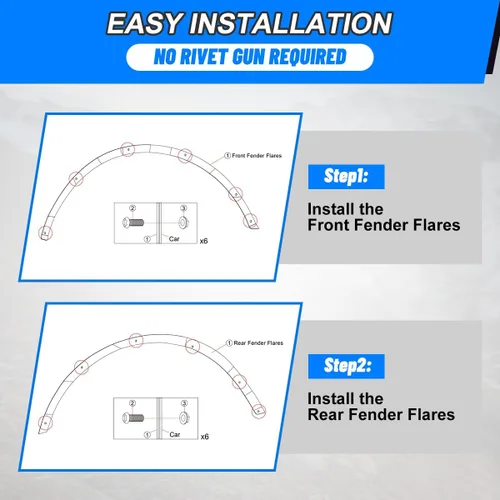 Vista 5 de WolfX Kit de guardabarros de 2 puertas y 4 puertas compatible con Ford Bronco 2021 2022 2023 2024 2025 Juego de 4 piezas Front & Rear Wheel Fender