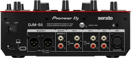 Vista 5 de Pioneer DJ DJM-S5 Mezclador de 2 canales para Serato DJ, rojo/negro