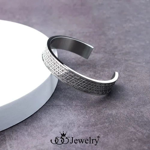 Vista 5 de 555Jewelry Exclusiva pulsera de acero inoxidable con diseño de estrella de David para hombre